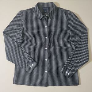 Ann Taylor Black Check Button-Down Shirt